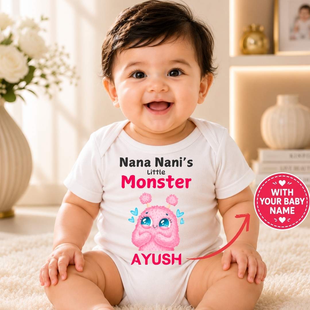 Custom Name - Nana Nani's Little Monster Baby Outfit