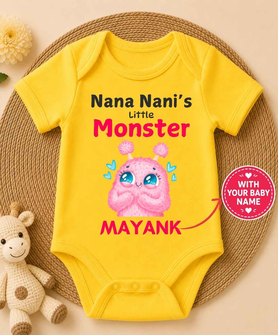 Custom Name - Nana Nani's Little Monster Baby Outfit