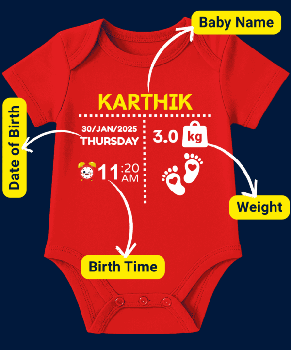 Custom Name - Baby Romper with Baby Details