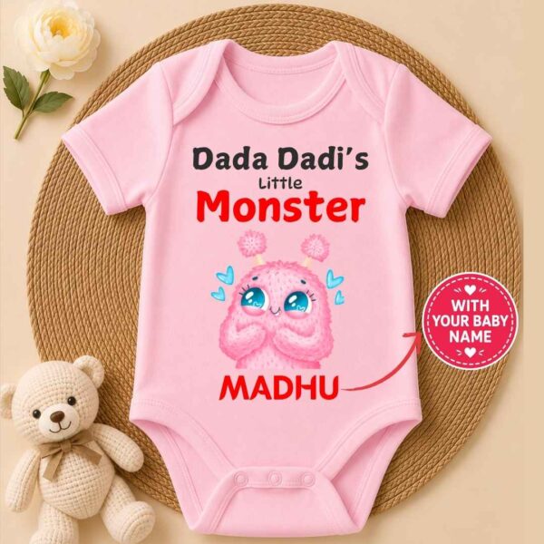 Custom Name - Dada Dadi's Little Monster Baby Outfit